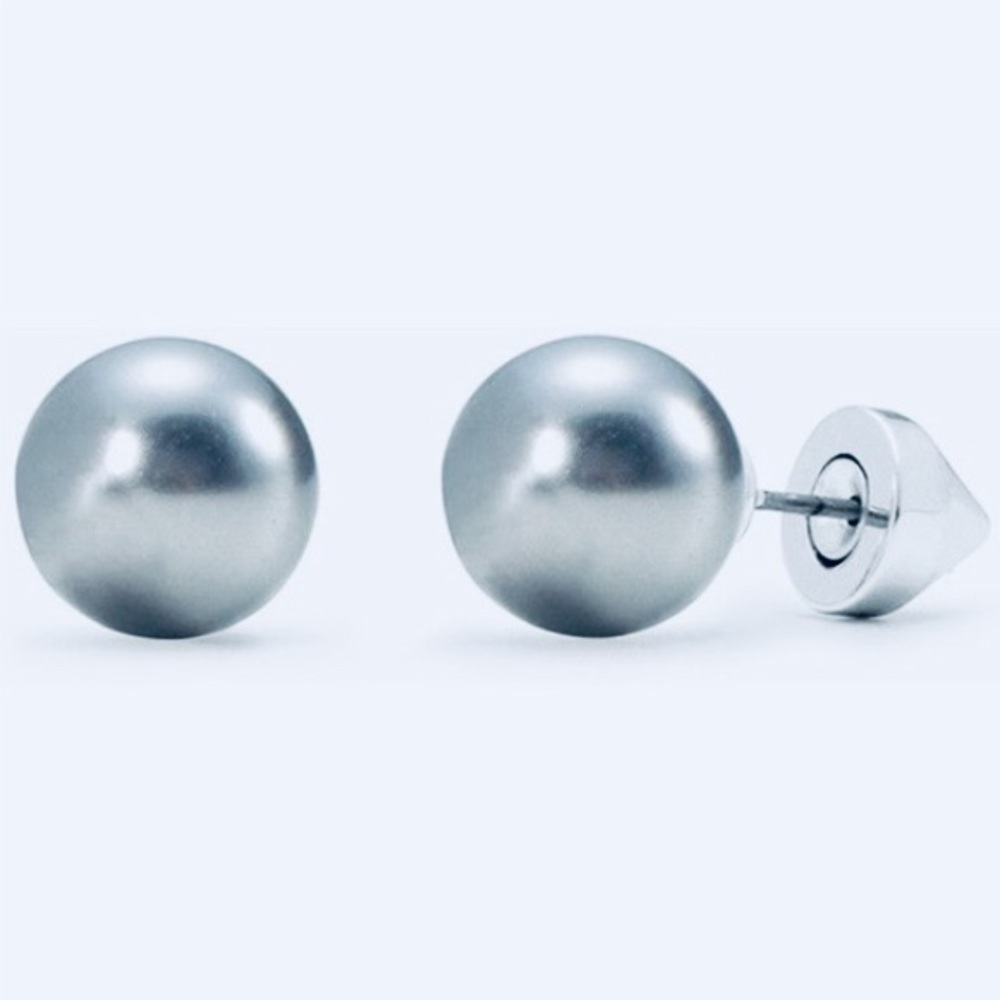 Stella & Dot | Silver/Gray Pearl Spike Stud Earrings - Picture 2 of 6